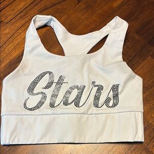 White Sports Bra with Sparkling Stars Design